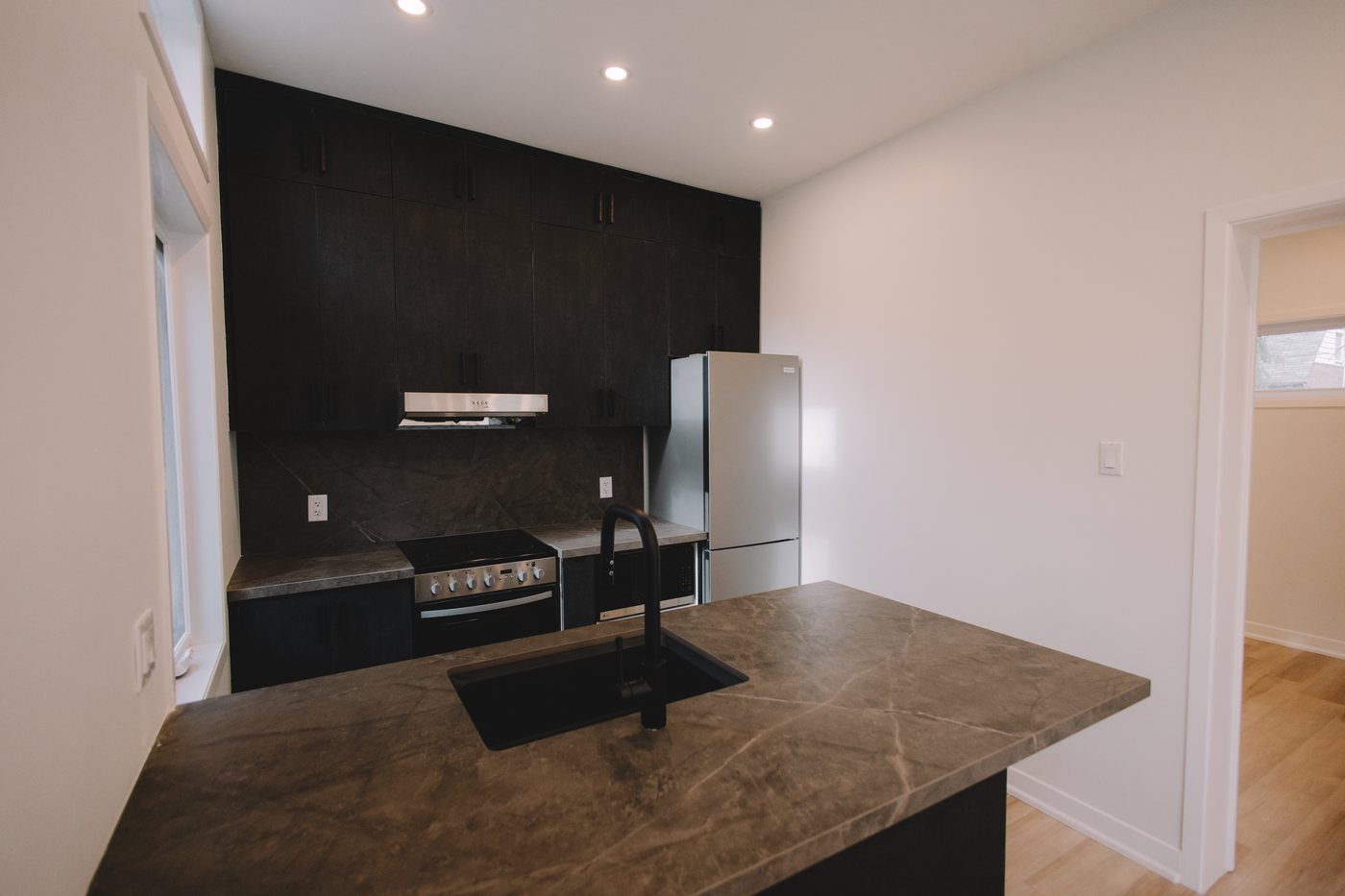 Finished kitchen of the Anndale Drive garden suite
